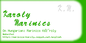 karoly marinics business card